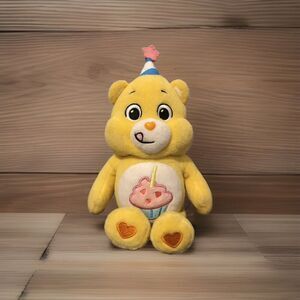 Care Bears Birthday Bear 9" Plush Basic Fun Yellow Cupcake Party Hat Stuffed Toy